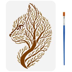 PET 그라데이션 페인팅 스텐실 동물 테마 벽화 패턴 모던 컬러 장식 DIY, 캣 셰이프 577, 1개