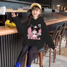 兒童外套 秋冬上新女童連帽薄款衛衣2023春秋新款寬鬆洋氣庫洛米卡通印花中大童外套