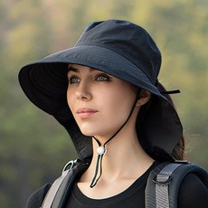 보슈 여름 여성 자외선차단 햇빛가리개 물놀이 버킷햇 플랩캡 모자 gdn4-1, 블랙