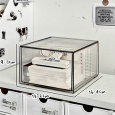 桌面抽屜式收納盒 透明壓克力 文具化妝品收納, 高透可疊加收納盒*大號/一個裝