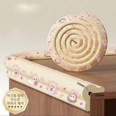 프린트 무늬 무접착 코너 안전가드 무자국 보호패드 가정용 벽 모서리 보호 스트립, 토끼 크림옐로우, 1개