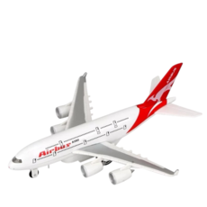 聲光合金迴力A380飛機模型 (附展示盒), 紅白, 1個