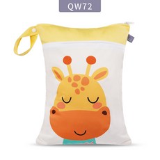 雙層防水收納袋 30x40cm 尿布袋 防水 髒衣袋 尿布收納袋 雙層防水尿布袋 布尿布防水袋, 【08】微笑長頸鹿