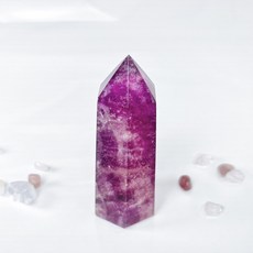 綠17 螢石柱 梅紫色 雲霧感 雪花感 帶閃光 細閃