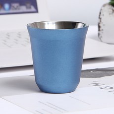 이중 벽 절연 스테인레스 스틸 에스프레소 컵 캡슐 커피 머그잔 금속 마시는 Demitasse 컵 홈 실내 또는 실외, 80ml, Jazz Blue, 1개