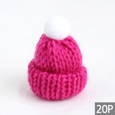 화분 크리스마트 트리 소품 장식 미니 방울 털모자 꾸미기 인테리어 가든픽 스투키, 핫핑크, 20개