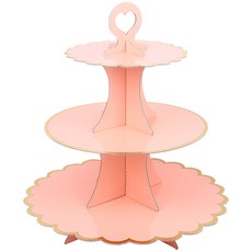 派對三層蛋糕架, 粉色燙金邊, 1個