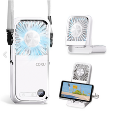 COKU 탁상용 접이식 급속 냉각 에어컨 미니 휴대용 선풍기 캠핑용 다용도, 흰색