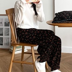 여성 꽃무늬 시보리 주름바지