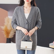 투니스 여성 단색 심플 긴소매 가디건