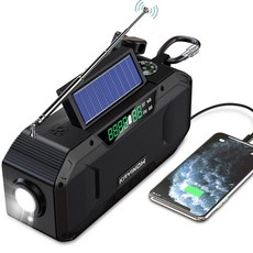 AM FM NOAA가 있는 날씨 라디오 블루투스 핸드 크랭크 비상 5000mAh 배터리 전원 IPX5 방수 휴대용 및 충격 방지 가정 정전 폭풍 사태용 손전등 SOS, AM/FM/NOAA가 있는 날씨 라디오, 블루투스, 핸