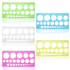 YBEATY 5피스 원형 템플릿 플라스틱 스텐실 다기능 타원형 측정 기하학 눈금자 거푸집 공사 드로잉 사무실 학교 용품용, YBEATY 5피스 원형 템플릿 플라스틱 원형 스텐실