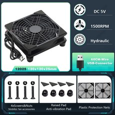 5V USB 라우터 팬 80mm 92mm 120mm 140mm DIY TV 박스 볼/슬리브 쿨러 및 보호 네트 데스크탑 냉각, With Speed Contoller, 없음 RGB, 1 Hydraulic