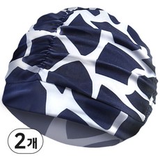 수영모모자 주름 스판 수모 아쿠아로빅수영모, 타일네이비, 2개