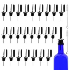 병 푸어러 24개와 병용 길어진 고무 푸어 스파우트 24개 알코올 올리브 오일 더스트 캡이 있는 주류 병 푸어러 스피드 푸어러 (푸어러 24개 + 고무 24개), 병 푸어러 24개와 병용 길어진 고무 푸어 스파우트 2