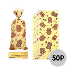 아트위브 OPP 선물 포장 비닐봉투 구디백 생일 기프트백, 50개, 23. 쿠킹 곰돌이