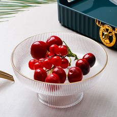 디저트 트레이 예쁜 과일접시 원형 골드림 유리접시 15cm/20cm, 1개, 15cm