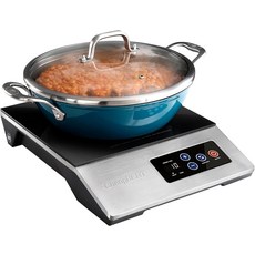 ChangBERT 1800W 상용 등급 인덕션 쿡탑 NSF 인증 휴대용 대형 8인치 히팅 코일 12인치 내열 조리 표면 프리미엄 스테인리스 프로 셰프 전문가용 버너 핫 플레이트, Silver