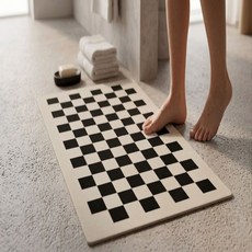 러벨르 감성체크 빨아쓰는 규조토 발매트 욕실주방, 1개, 블랙체크