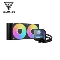 GAMDIAS 席昂妮 CHIONE P5-240 LCD顯頻 黑色水冷散熱器，內建LCD螢幕顯示系統資訊，高效散熱，靜音運行