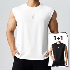 와이즈픽 남성 헬스 기능성 머슬핏 민소매 나시 2장세트