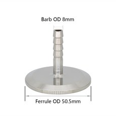 YQBS 6mm 8mm 10mm 호스 바브 어댑터 트라이 페룰 클램프 304 스테인리스 스틸 위생 호스 파이프 피팅 홈 브루잉, 13. SSH8-50.5, 1개