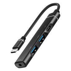 [USB-C] 스마텍 4in1 멀티 허브 어댑터 C타입 고속전송 충전 AUX USB 허브 호환