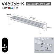 WEEK AQUA 수족관 LED 조명 V 시리즈 풀 스펙트럼 수초 액세서리 어항 램프 아쿠바리움 용품 테라리움, 01 V450-K, 01 미국 플러그, 1개, 01 V450-K