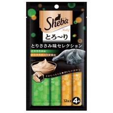 Sheba 綜合海鮮誘惑泥 貓零食 12g*4入條｜綜合海鮮肉泥 貓咪點心 寵物零食, 12g, 1套, 雞/雞肉及白身魚