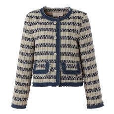 [백화점 홈쇼핑 정품] 에이비에프지 데님배색포인트 라운드넥트위드자켓 재킷 APY5QJ01G