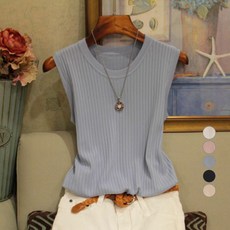 유니제이 여성용 프렌디 골지 민소매 니트