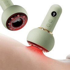 무선 스마트 괄사 안마기 흡착 진공 온열 마사지기 9단계 조절 강력 흡입, 그린