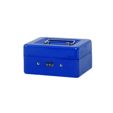 소형/대형 잠금 금고 이중층 금속 돈 상자 키 잠금/비밀번호 조합 보관함 사무실용, 14 Blue-S- Lock