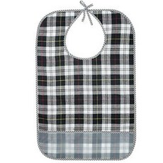 노인용 성인용 시니어 요양원 병원 방수 턱받이 앞치마 식사 주머니 S882, 1개, 블랙체크 대형