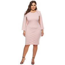 야옹야옹여성을위한 봄 여름 드레스 섹시한 플러스 사이즈 의류 불규칙한 라글란 슬리브 허리 슬림 드레스 솔리드 컬러 캐주얼 힙 스커트, 분홍색, XXXL 사이즈