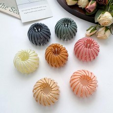 핑크 포니테일 집게 헤어핀 악세서리 올림머리 스타일, 그레이