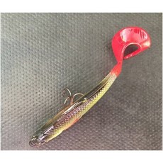 子甄彣璟 捲尾軟魚 路亞假餌, 1個, 紅尾黑背黃肚透明, 9.5克左右