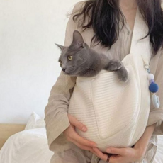 강아지 슬링백 외출 숄더백 산책 고양이 슬링백 이동가방 가방, 화이트