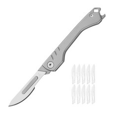 미니 스테인레스 스틸 메스 EDC 접이식 나이프 휴대용 다기능 도구 무료 10 교체 블레이드 조각 유틸리티, 06 F, 1개