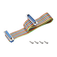 UXCELL IDC 레인보우 와이어 플랫 리본 커넥터 케이블 50CM(19.75인치) 길이 - 2.54MM 피치 DB25 암