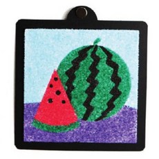 유아기관 여름 미술활동 수박스티커 색모래꾸미기/ 초등기관 방과후교실 놀이학교 수업용 창의력, 5개, 혼합색상