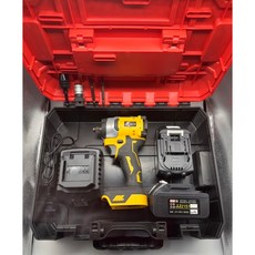 鋰電無刷 衝擊扳手、大扭力起子機 黃黑配色, 1個, JJ兩用C款 21V 3.0AH雙電塑盒