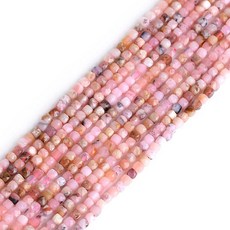 GEM-InSIDE 사이드 4mm 면 큐브 내추럴 블루 레인보우 래브라도라이트 원석 스페이서 비즈 차크라 주얼리 제작 비즈 성인용 벌크 38.1cm15인치, 2.5mm, 핑크 오팔