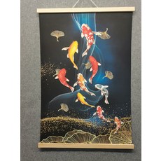 九魚圖 實木軸掛畫 微噴油畫布, 參考詳情頁