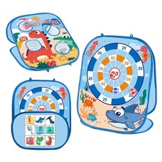 Hi-toys 3合1童趣丟沙包/投擲標靶/九宮格遊戲組(附沙包/飛鏢球/地釘), 1個, 藍色