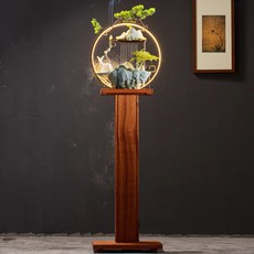 創意中式循環陶瓷流水器噴泉招財客廳辦公室桌面生財擺件開業禮品, 落地款40圈(雨簾)一路高升