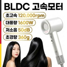 독일 헤어드라이기 고속 BLDC 드라이어 항공모터 대풍량 저소음 고출력 헤어드라이어 가정용 미용실 전문가용, 펄화이트, VV-8119HRLP