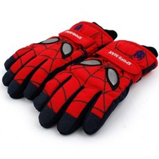 WINGHOUSE 大理石紋滑雪手套 男童滑雪手套 兒童加厚手套 滑板手套 智能觸感手套 蜘蛛俠面部觸感滑雪手套