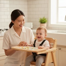 원목 아기식탁의자 유아 하이체어 식당 카페 업소용 이유식, 상세페이지 참조