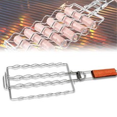 스테인리스 휴대용 소시지 석쇠 휴대 용 그릴 캠핑 기구 고기구이 도구 바베큐 팬 불판, 본상품